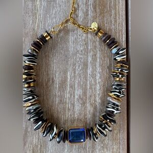 Elegant Gold and Blue Gemstone Necklace